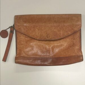 Source Unknown Tan Leather Clutch